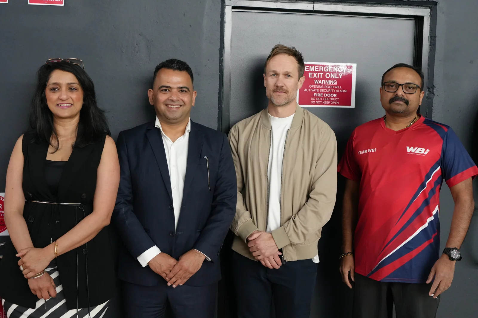Vaish Joshy, Mitin Aurora, Clint Proctor and Arun K. P. Gopal standing together